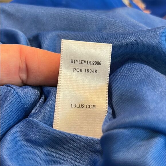 LULU'S X-Large Cherished Moment Royal Blue Floral Print Lace-Up Skater Dress - Picture 10 of 11